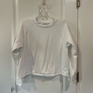 SUNSPEL Crew Long Sleeve Pullover Shirt White Cotton Size 14 Made in Portugal